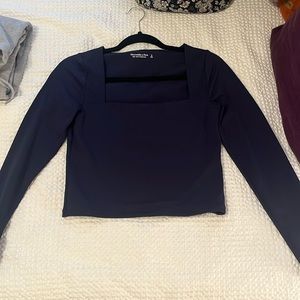 Abercrombie & Fitch Soft A&F Collection Square Neck Long Sleeve Dark Blue